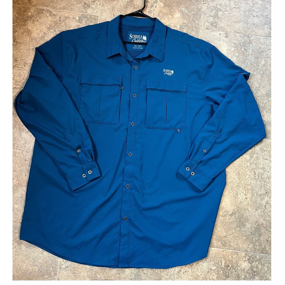 Scheels Outfitters fishing, outdoor vented, long sleeve button down, men's 2XL